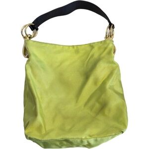 JPK Paris 75 Lime Green Nylon Shoulder Bucket Bag Purse Handbag Leather Strap